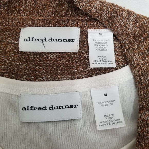 Alfred Dunner Brown Marled Open Front Cardigan 3/4 Sleeve Twin Set Beade… - Picture 4 of 12